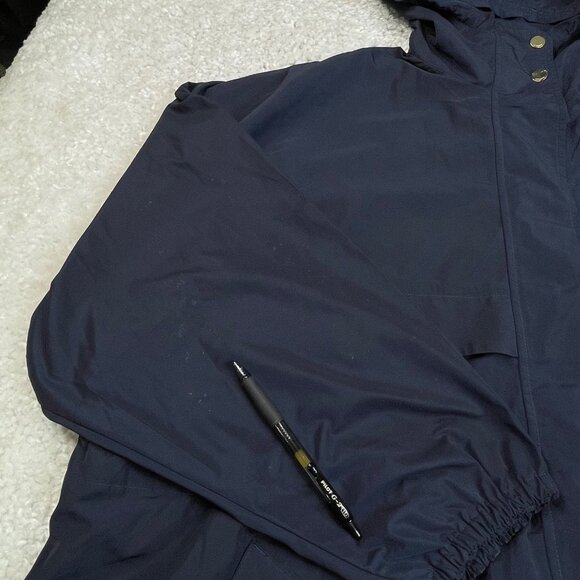 Athleta Rainfall Swing Hooded Zip Parka Jacket Navy Blue L/XL - Picture 5 of 13